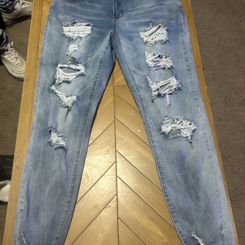 Hot Kiss Blue Skinny Distressed Jeans
